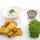 Battered Halloumi with Mashy Peas, Tartare Sauce and Spicy Lemon Pickle