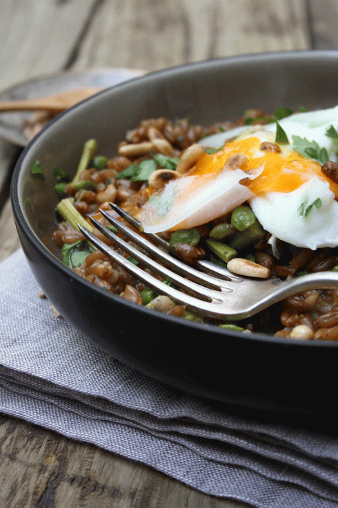 Farro Risotto with a Poached Egg