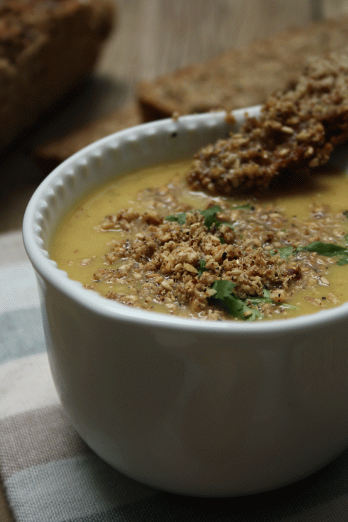 Moroccan Cauliflower Soup & Chestnut Dukkah